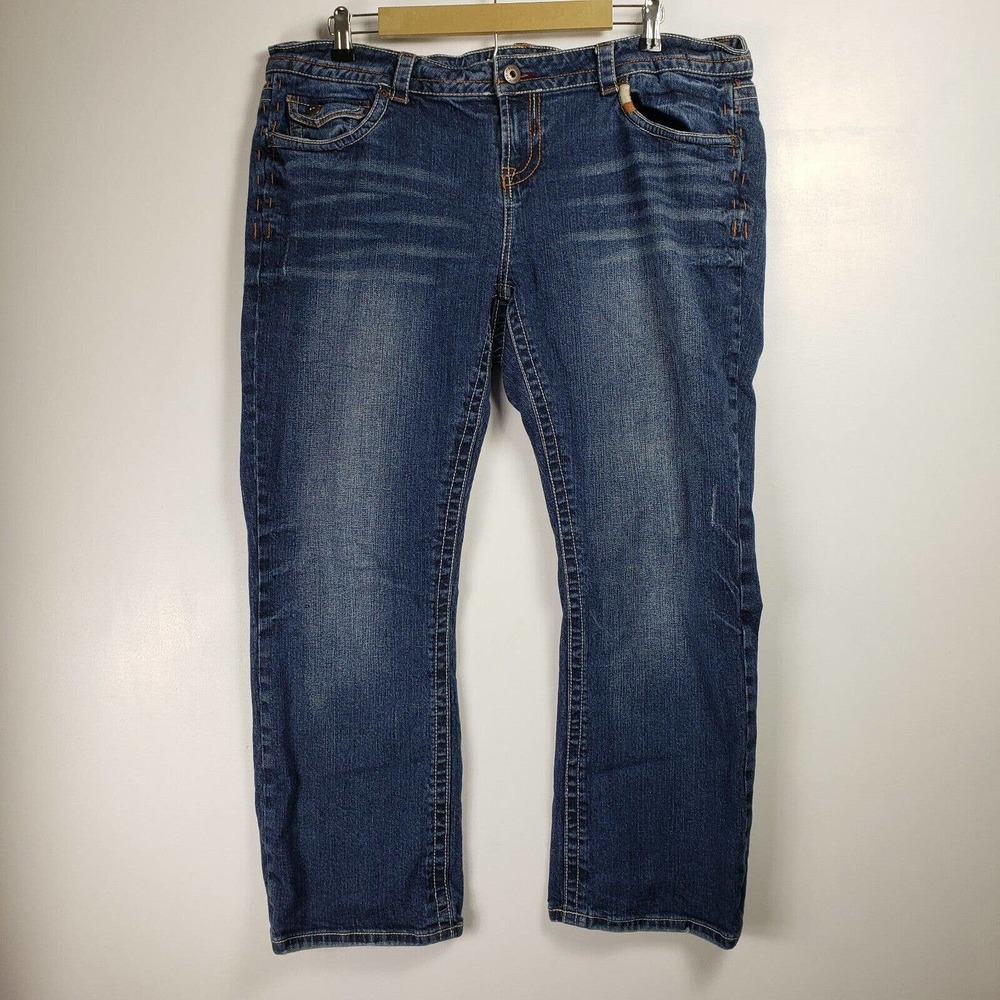 Maurice's Straight Leg Jeans Womens Size 18 Blue Cotton Denim Clean Hem Preppy